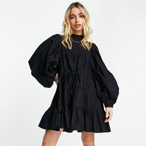 ASOS Design Cotton Poplin Black Dress